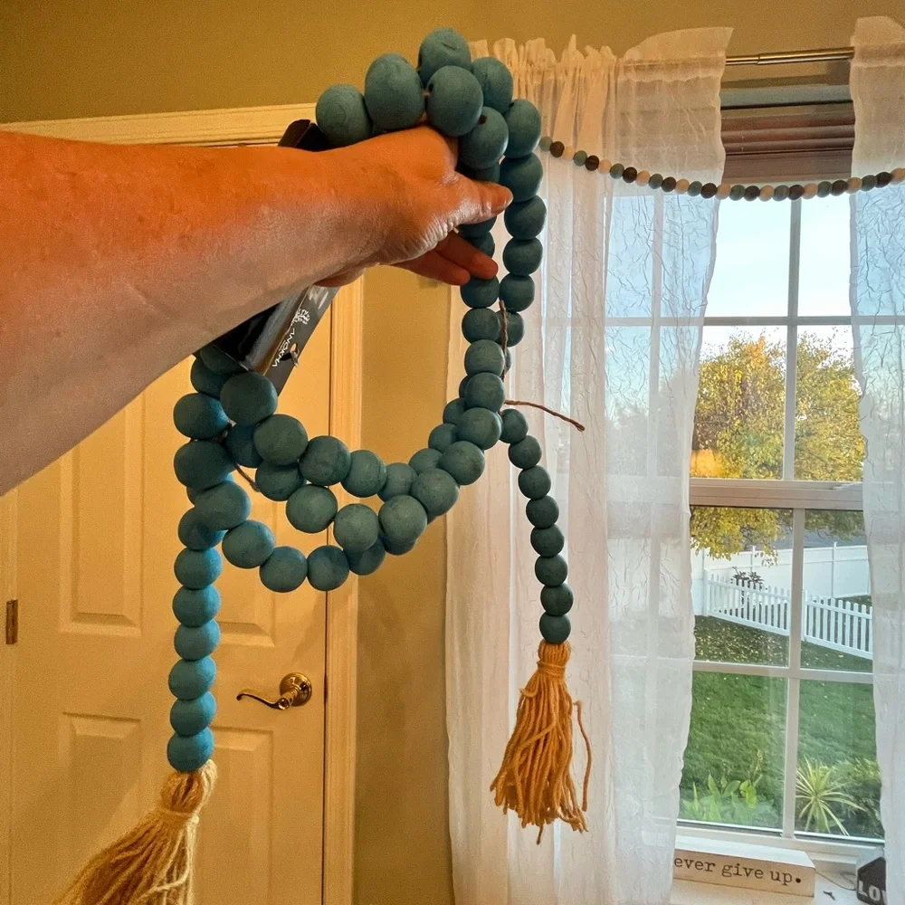 Bundle- Wood Bead Tassel Garland Wooden 72 inch 6 ft - Picture 3 of 12